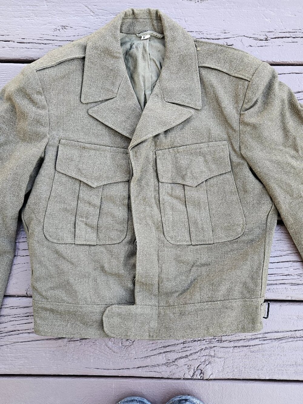Vintage 1949 Wool Battle Dress Blouse Military Field Jacket Post WWII Size 34S